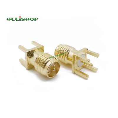 2Pcs End Launch RP SMA Female Plug Connector PCB Panel Mount Plug Brass RF Clip Edge Adapter RF Adapter Vertical Thru Hole Electrical Connectors