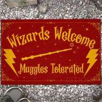 【YF】 HX Magic Movie Carpets 3D Graphic Wizards Welcome Muggles Tolerated Floor Mat Fashion Flannel Indoor Doormats Kitchen Mats