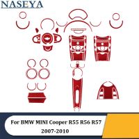 สติกเกอร์สีแดงคาร์บอนไฟเบอร์สำหรับตกแต่งภายในรถยนต์อุปกรณ์ตกแต่งรถสำหรับรถ BMW มินิคูเปอร์ R55 R57 R56 2007 2008 2009 2010ชิ้นส่วนต่างๆ