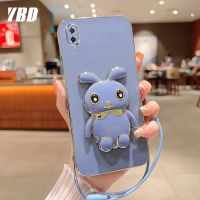 YBDเคสกระต่ายน่ารักสำหรับ Vivo Y91C Y1S V11 V11 Pro โปรการ์ตูนเคสโทรศัพท์ฟรีสายคล้องเคสซิลิโคนแบบนิ่มแบบสามมิติ