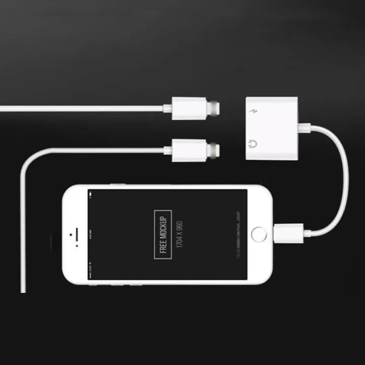 2in1 Dual Lightning Adapter Charging Splitter Audio Cable Lazada.co.th