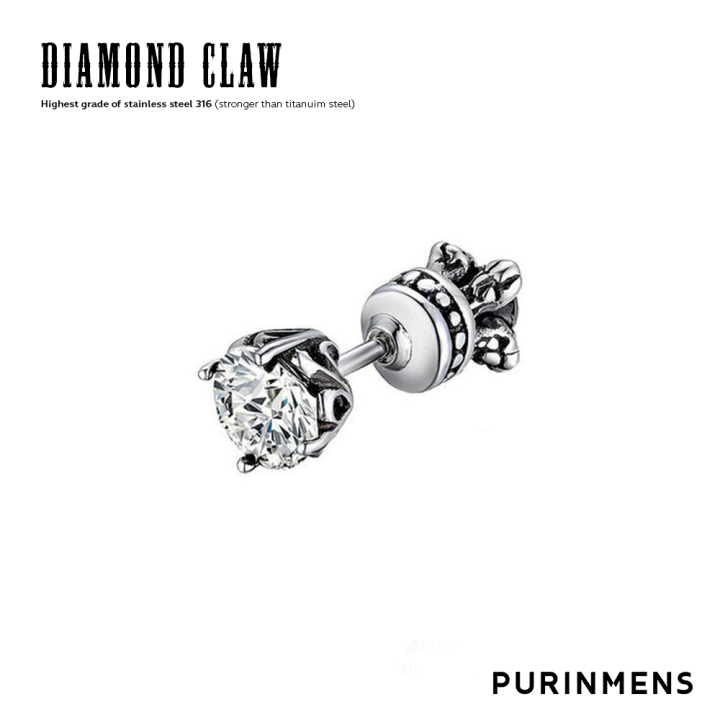 Purinmens Diamond Claw ต่างหูผู้ชาย hypestud male earrings, total