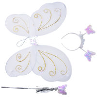 [MERVIN] 3Pc Set Girls Fairy Costume Butterfly Party Wings Wand Princess Headband Beauty