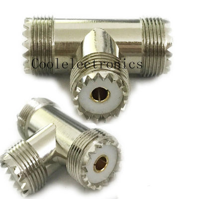 1pc UHF SO239 Female to Two UHF Female Jack T Type 3 Way Coax Cable Adapter Connector