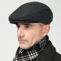 Classic Retro Wool Newsboy Cap For Men Winter Vintage Flat Cap Earflaps Outdoor Warm Thicken Ear Cover Casual Hats Gorras