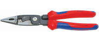 Knipex Tools 13 82 8, 6 in 1 Electrical Installation Pliers with Comfort Grip Handle, Red and Blue