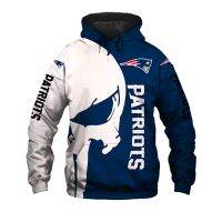 Patriots เสื้อแจ็คเก็ตกีฬาพิมพ์ลายสำหรับผู้ชาย,สเว็ตเชิ้ตแบบมีซิปมีฮู้ดดีไซน์แบบเย็บกะโหลกศีรษะสีขาวและรูปทรงเรขาคณิตใหม่ในอังกฤษ