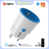 Aubess Tuya ZigBee3.0 ปลั๊กอัจฉริยะ EU 16A 3680W ปลั๊กไฟพร้อมตัวตรวจสอบพลังงาน, การควบคุมด้วยเสียงทำงานร่วมกับ Alexa Google Home-Linqiaoe