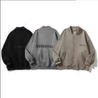 Spot High Street ESSENTIALS new reflective loose baseball uniform jacket FOG mens and womens jacket