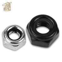 2/5/25 PCS M2 M2.5 M3 M4 M5 M6 M8 M10 M12 M16 304 สแตนเลสสีดำ HEX NYLON ใส่ล็อค NUT Self-locking Nylock NUT Locknut-cijiha