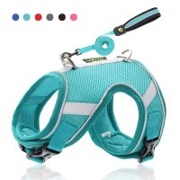 Pet Reflective Dog Harness Breathable Puppy Cat Adjustable Safety Vest Small Dog Harness Leash Set Pet Outdoor Supplies Bulldog