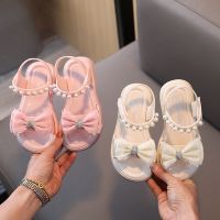 ❏☌ Pull back 2023 new summer girls sandals big childrens open-toed princess shoes soft sole summer style butterfly texture for girls