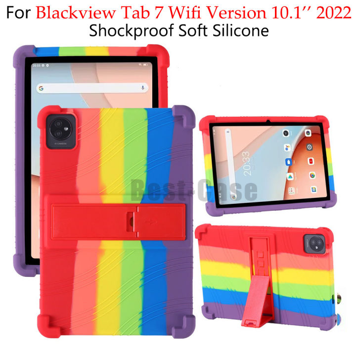 สำหรับ-blackview-tab-7-wifi-เวอร์ชัน10-1นิ้ว-casing-tablet-สำหรับ-blackview-tab7-wifi-10-1-2023ซิลิโคนอ่อนนุ่มพิเศษกันแดดป้องกันปลอกฝาหลังมีขาตั้ง