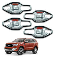 iBarod เบ้ารองมือเปิด เบ้ากันรอย เบ้าปีก 4 ประตู สีโครเมี่ยม สำหรับ ฟอร์ด Ford Everest ปี 2015-2017