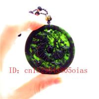 Natural Black Green Chinese Jade Dragon Tiger Pendant Necklace Charm Jewelry Obsidian Accessories Carved Amulet Gifts for Men