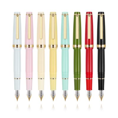 ZZOOI Brief Jinhao 82 Series Fountain Pen Acrylic F 0.5mm Nib School Office Supplies Business Writing Ink Pens Gold Clip Blue Yellow