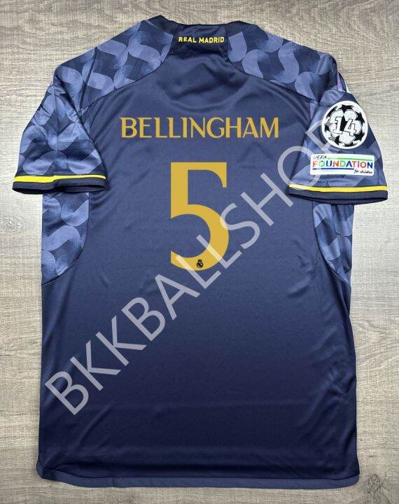 เสื้อฟุตบอล รีล มาดริด Away เยือน 2023/24 พร้อมเบอร์ชื่อ 5 BELLINGHAM ...