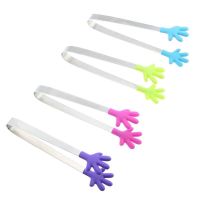 Set of 4 mini silicone and stainless steel multifunctional kitchen tongs for ice cream, food, spices, sugar