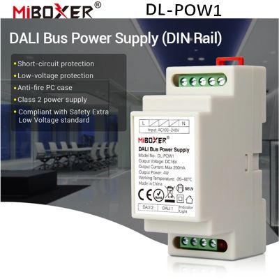 Miboxer DL-POW1 DC16V DIN Rail DALI Bus แหล่งจ่ายไฟ4W Max250mA Led สำหรับหม้อแปลง AC 110V 220V DALI RGB CCT ดาวน์ไลท์ Led