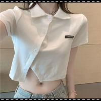 2023 WX New Half Sleeve Front Shoulder Short Top Design Small Irregular Summer