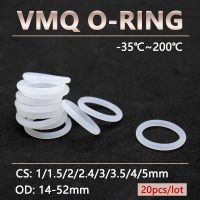 20 Buah Cincin O Silikon Putih CS 1 1.5 2 2.4 3 3.5 4 5Mm OD 14-52Mm Pencuci Tahan Air Aman untuk Makanan Karet Gasket Segel Terisolasi VMQ