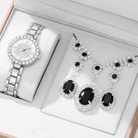 【YF】๑  4PCS Set Fashion Jewelry Watches Ladies Womens Rhinestone Necklace