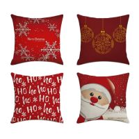 Christmas Happiness Square Pillowcase Home Decor Linen Pillow Cases Cushion CoveRS for Sofa New Pattern Gift 45X45cm