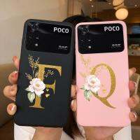 เคสสำหรับ Xiaomi Poco M4 Pro 4G 5G น่ารักแฟชั่นลายดอกไม้ตัวอักษรผิวด้านซิลิโคนนุ่มบางป้องกันที่ครอบสำหรับ Xiaomi โทรศัพท์ PocoM4 Xiaomi เคส5G Coque Funda Capa Bumper Coque