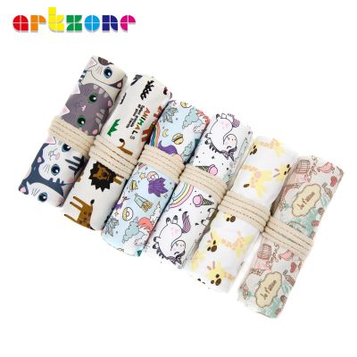 Pencil Case 12/24/36/48 Holes Kawaii Art Roll Pen Bags Cute Pencil Wrap Pouch Students Storage Stationery School Supplies