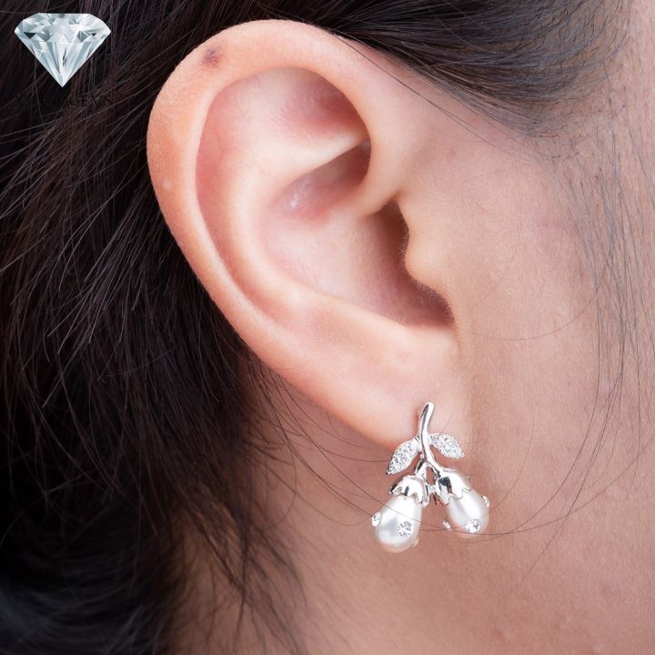 malai-gems-ต่างหูเพชร-เงินแท้-silver-925-เพชรสวิส-cz-เคลือบทองคำขาว-รุ่น51000272-แถมกล่อง-ต่างหูcz-ต่างหูเงินแท้