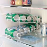 New Kitchen Refrigerator Fresh Drink Beer Cola Cans Storage Rack Solid Double-layer Finishing Shelf Beverage Cans Storage Rack Bathroom Counter Storag