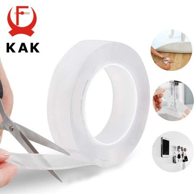 KAK Traceless Nano Magical Tape Double Sided Tape 2mm Thicken Transparent Reusable Waterproof Adhesive Tape Cleanable 1M to 5M Adhesives  Tape