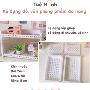 Kệ nhựa caro 2 tầng để bàn K79 Kệ mini 2 tầng đựng đồ tiện dụng, decor