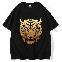 【Hot Sale】 new Kuroshio tide brand bronzing tiger head short-sleeved mens large size trendy street dad clothes