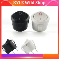 KYLE Wild Shop 2/5pcs Black White 2PIN ON/OFF Round Rocker Toggle Power Button Switch 6A/250VAC 10A 125V AC cap with Plastic Push