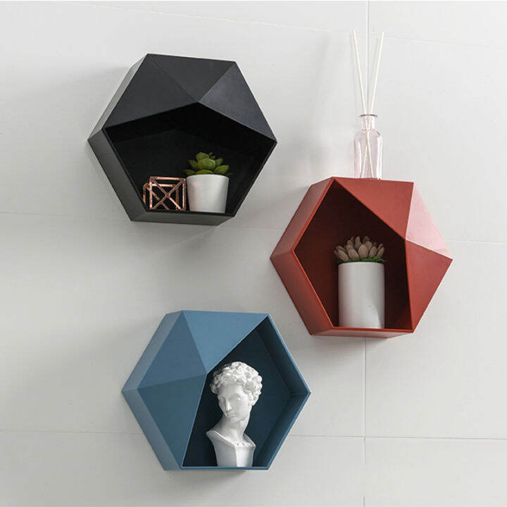 nordic-living-room-wall-mounted-geometric-punch-free-wall-decoration-bathroom-shelf-living-room-decoration-hexagon-storage-rack