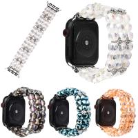 ☸ เครื่องประดับสร้อยข้อมือสายนาฬิกาสำหรับ Apple Watch 40mm 38mm 42mm 44mm สาย Bling Agate ลูกปัดเข็มขัดสำหรับ iWatch Series 1 2 3 4 5 6 SE