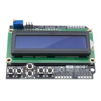 2โดยโล่ตัวละครใน HD44780 LCD Duemilanove 16 Backlight โมดูลปุ่มกด1602หุ่นยนต์สาย Arduino บอร์ดสีฟ้าสำหรับไฟฟ้า