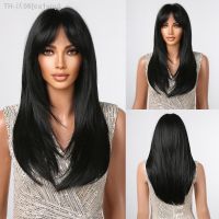 Long Black Straight Synthetic Wigs with Bangs Natural Layered Hair Wigs for Afro Women Daily Cosplay Party Heat Resistant Fiber [ Hot sell ] ea1voy