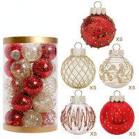 25PCS Christmas Ball เครื่องประดับชุด Big Ball Shatterproof พลาสติกใสตกแต่ง Xmas Balls Baubles ชุดสำหรับต้นคริสต์มาส Home