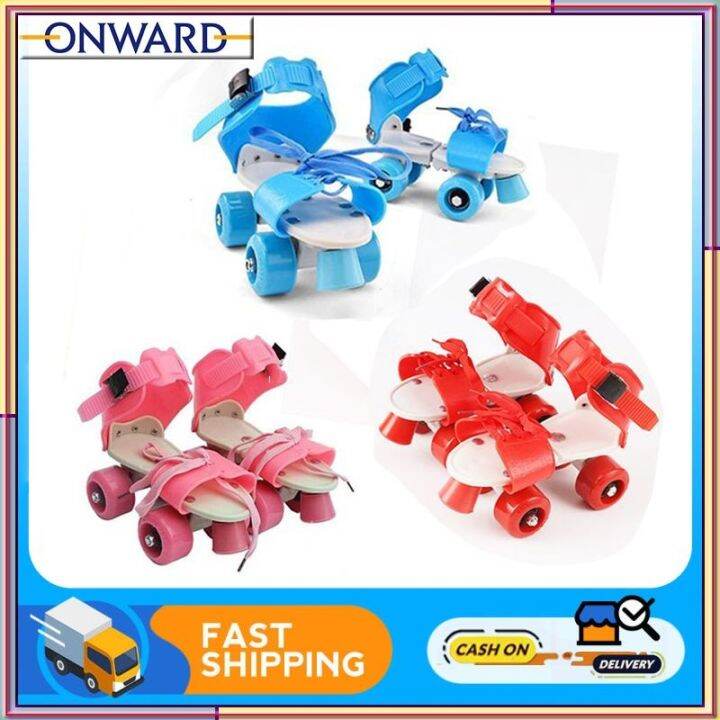 Kids' Quad Roller Skates 4 Wheels Adjustable with Stopping Wheel