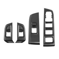 Car Carbon Fiber Window Glass Lift Switch Button Panel Cover Trim Sticker Accessories for Chevrolet Suburban 2022-202