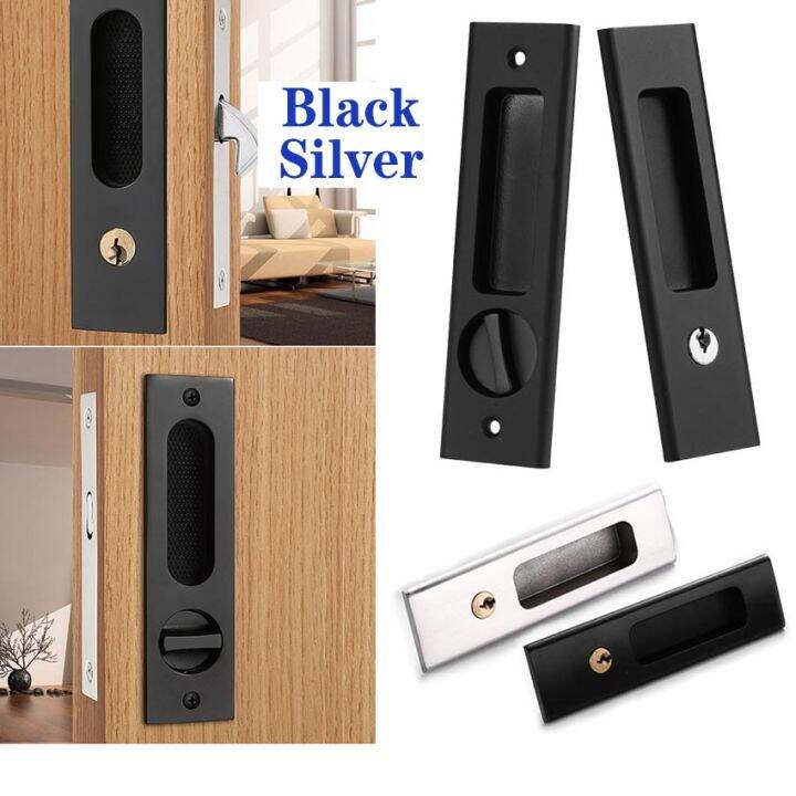 Sliding Door Lock with Flush Recessed Invisible Handle for Barn Door