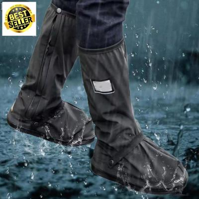 รองเท้ากันน้ำกันฝน บูทสวมรองเท้ากันน้ำ สวมทับรองเท้าทุกแบบ  สีดำ  Rain Boot Shoes Covers Easy to ride for rider