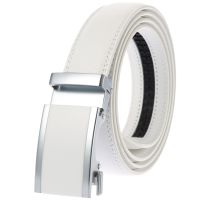 Famous Brand Belt for Men Metal Buckle Casual Belt Cow Genuine Leather Luxury Belt White Automatic Buckle Belts