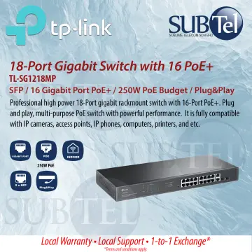 18-Port Gigabit PoE+ Switch for IP Cameras - 16 PoE+ Ports with 250 Watt  Power Budget