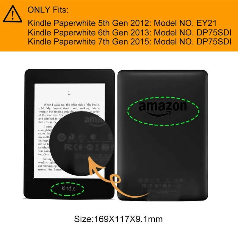 AFESAR Ốp Đứng Gập Bằng Da PU Cho Amazon Kindle Paperwhite 1 2 3 Ebook  Ereader (Bản Phát Hành 2012 2013 2015) Vỏ Bảo Vệ Tự Động Đánh Thức Giấc Ngủ  EY21 DP75SDI 