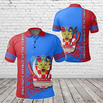 Style Summer 2023 NEW Democratic Republic Of The Congo Coat Of Arms Quarter Unisex Adult Polo Shirtsize：XS-6XLNew product，Canbe customization high-quality