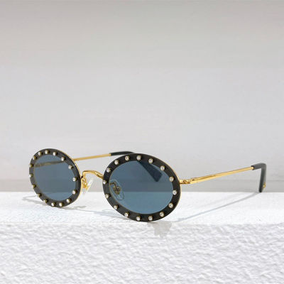 Women nd Round VA2027 Sunglasses Small Alloy Rimless Crystal Shiny SunGlasses Female Rhinestone Shades Best Quality With