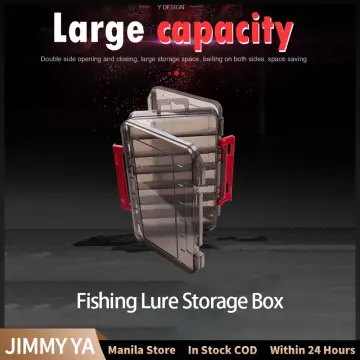 Double-Sided Fishing Lure Box 14 Grids Fish Tackle Bait Container, Gray